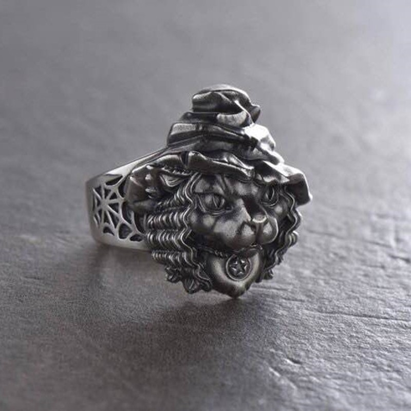 Nhẫn đeo tay tạo hình sư tử nhỏ xinh phong cách retro cho nữ