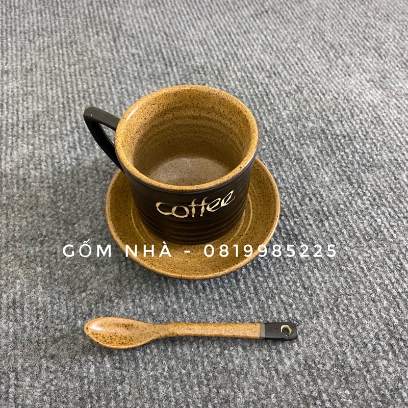 Set tách cafe/ coffee/ cà phê quai tam giác kèm đĩa Tách trà Bát Tràng