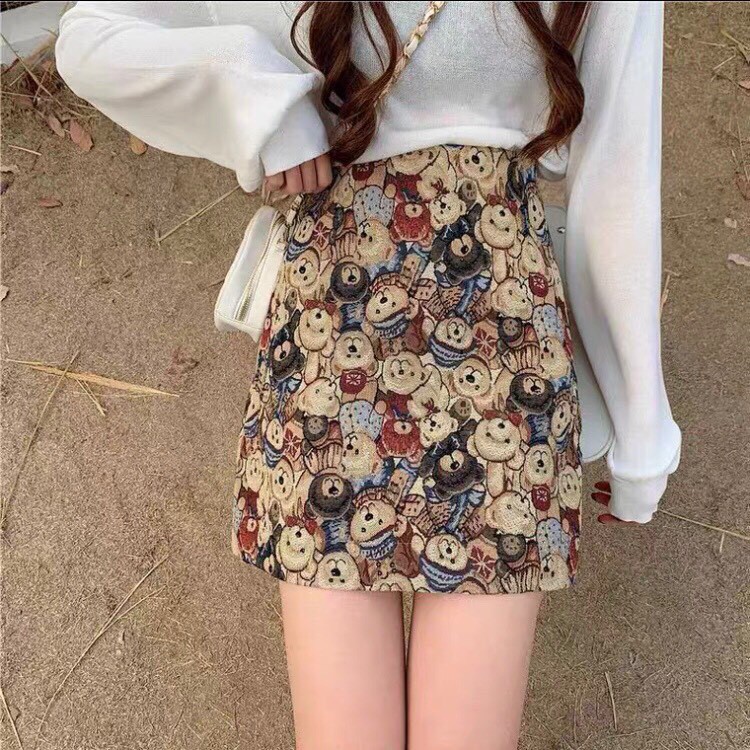 Chân Váy Chữ A Dáng Ngắn Nữ Họa Tiết Gấu/ Chân Váy Ngắn Đẹp CV10 | BigBuy360 - bigbuy360.vn