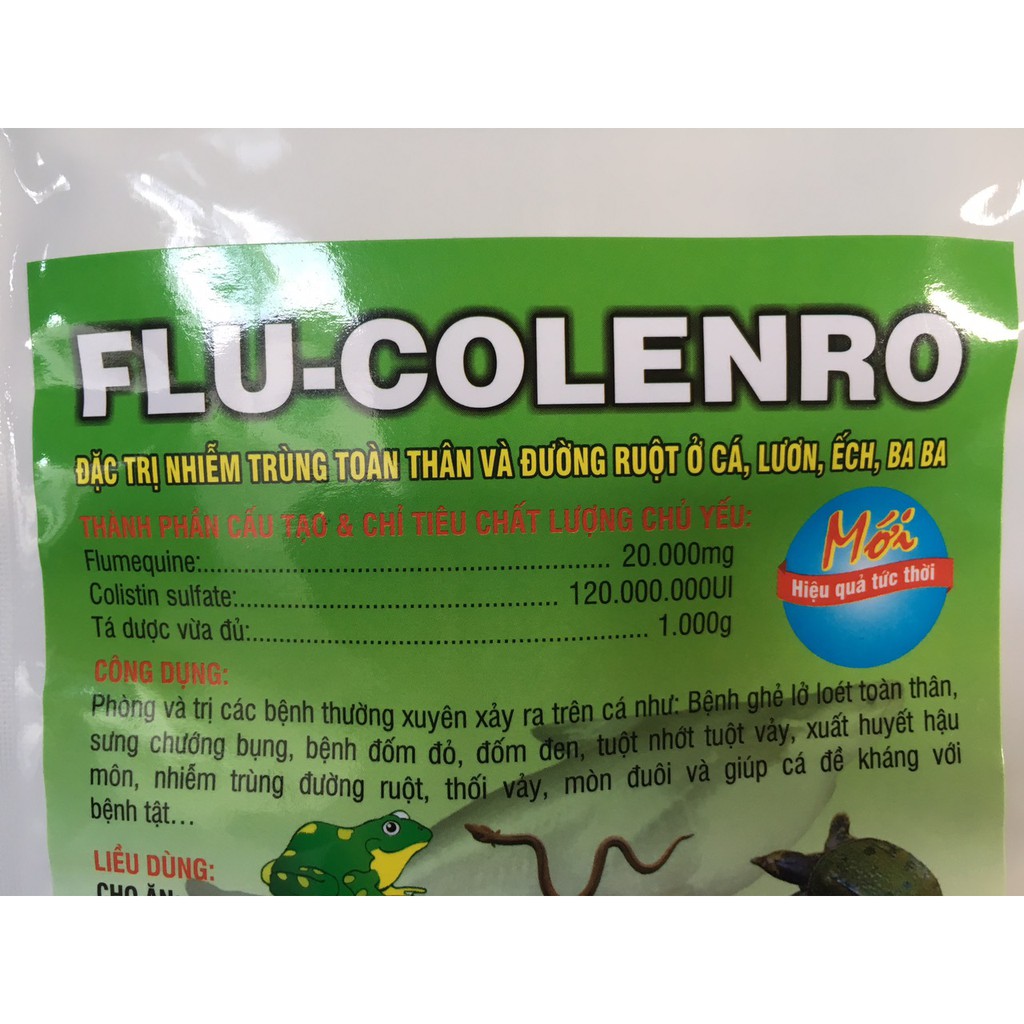 Combo 10 gói Flucolenro kháng sinh tri bệnh cho cá, lươn, ba ba và thủy sản