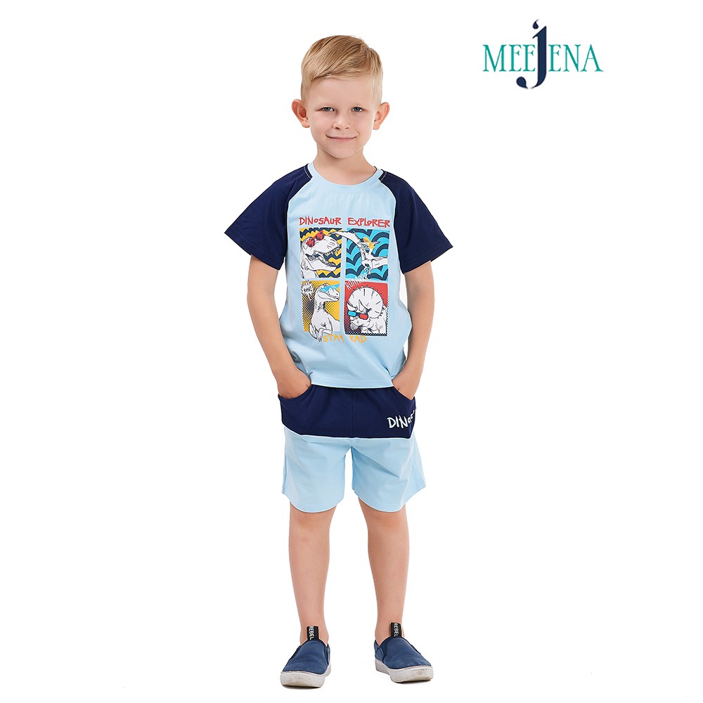 Đồ Bộ Short Thun Áo Cổ Tròn Tay Ngắn Bé Trai 18-33kg - MEEJENA - 921