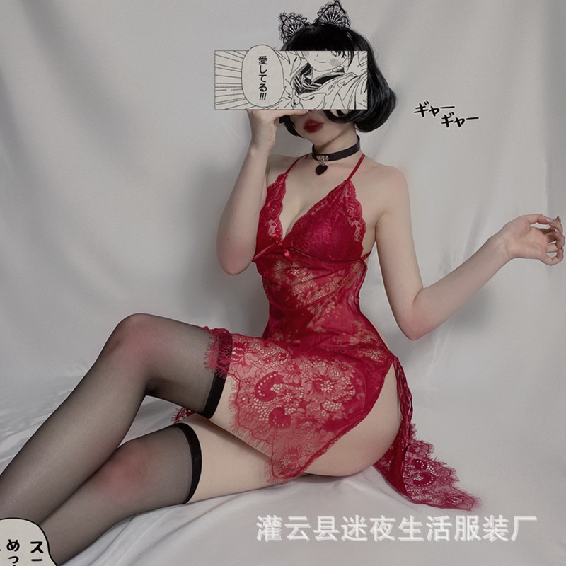 Váy ngủ Gợi Cảm quyến rũ Đầm ngủ sexy xẻ tà có dây điều chỉnh 5313