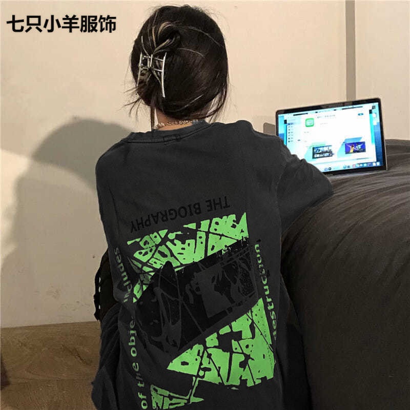 Áo Thun Dáng Rộng Tay Nửa Phong Cách Harajuku Thời Trang Hè Cá Tính Dành Cho Nữ