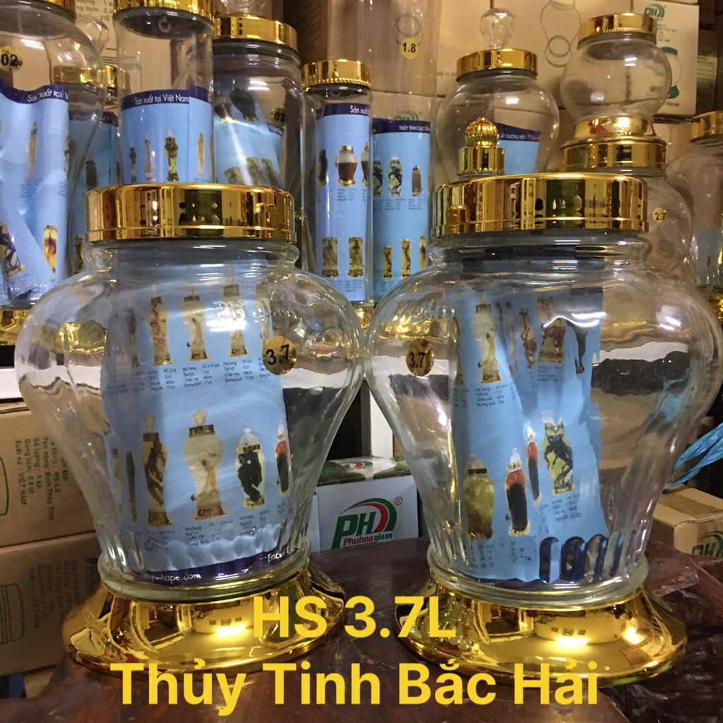 BÌNH NGÂM RƯỢU THỦY TINH CAO CÂP 3.7 Lít -KHÔNG CHÌ  SẢN XUẤT TẠI VIỆT NAM-THỦY TINH BẮC HẢI