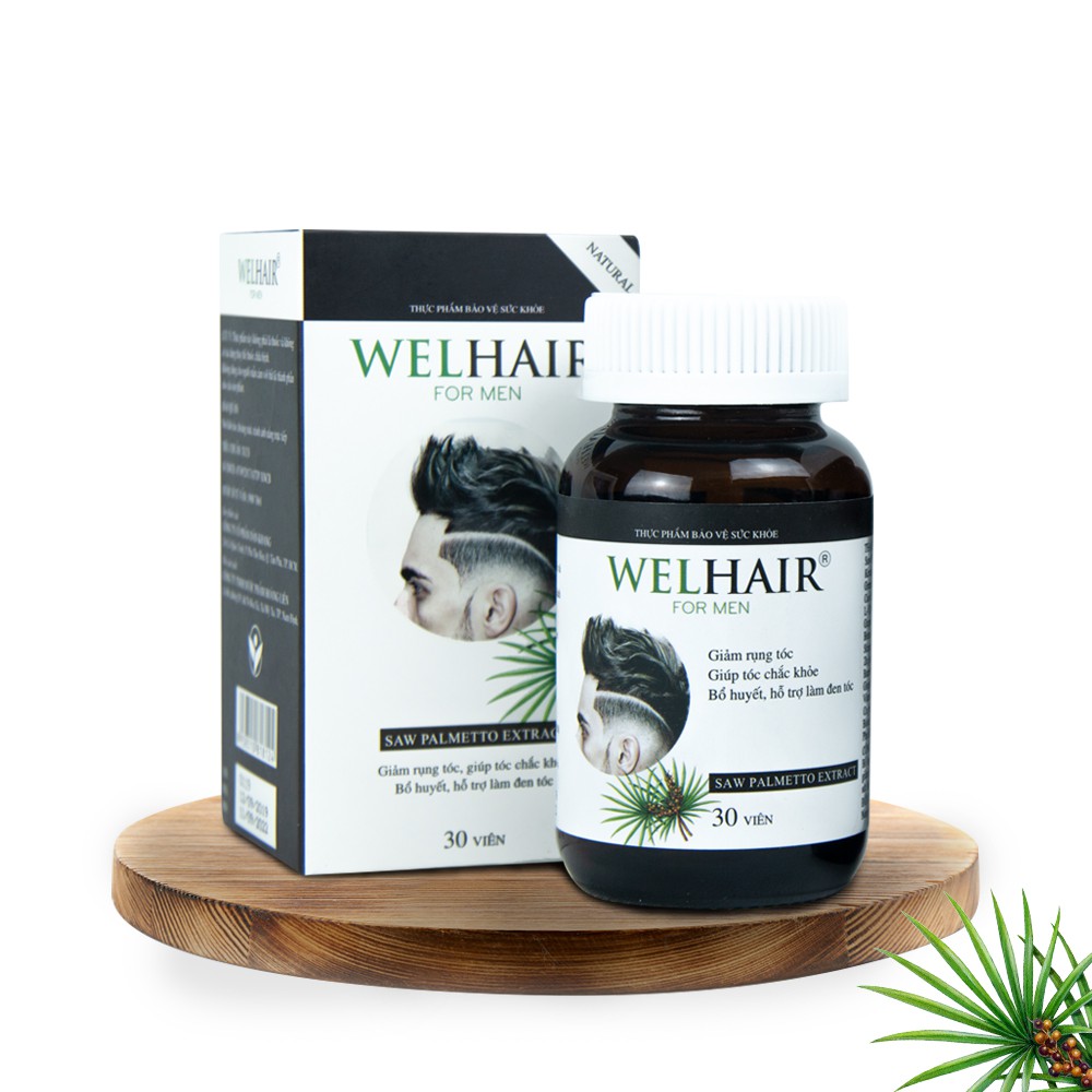 Giảm rụng tóc Welhair For Men - Hỗ trợ bổ huyết, làm đen tóc, giúp tóc chắc khỏe, giảm rụng tóc, hạn chế tóc hư tổn