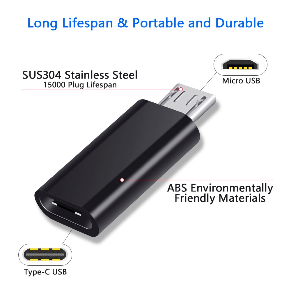 Đầu điều hợp micro USB qua ổ cắm loại C cho điện thoại và máy tính bảng Android