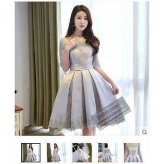 Đầm Xòe Trễ Vai Xếp Li