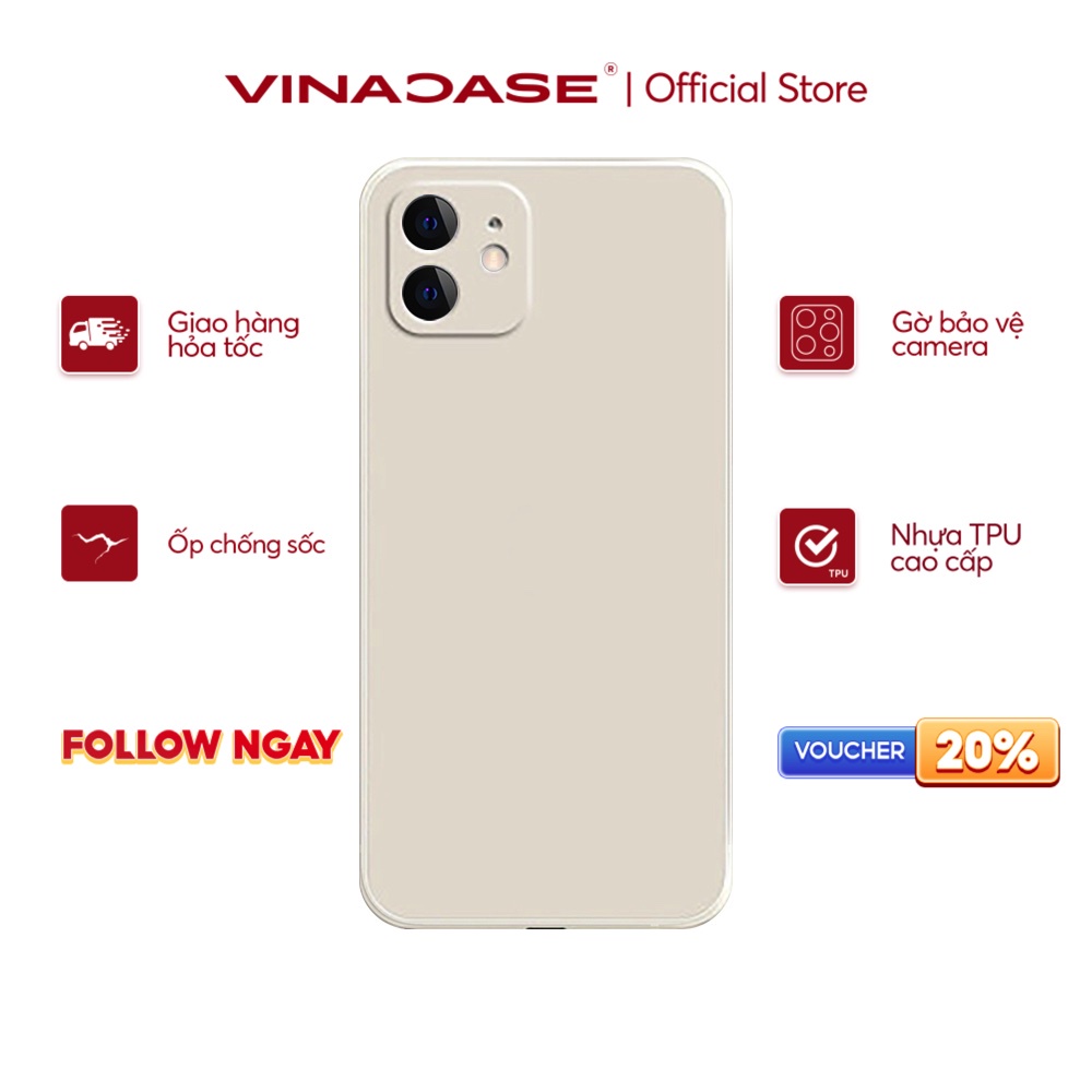 Ốp lưng Vina Case Iphone 5G/6S/7G/8+/X/Xs/11/12 Pro/....TPU dẻo trơn cạnh vuông bảo vệ camera