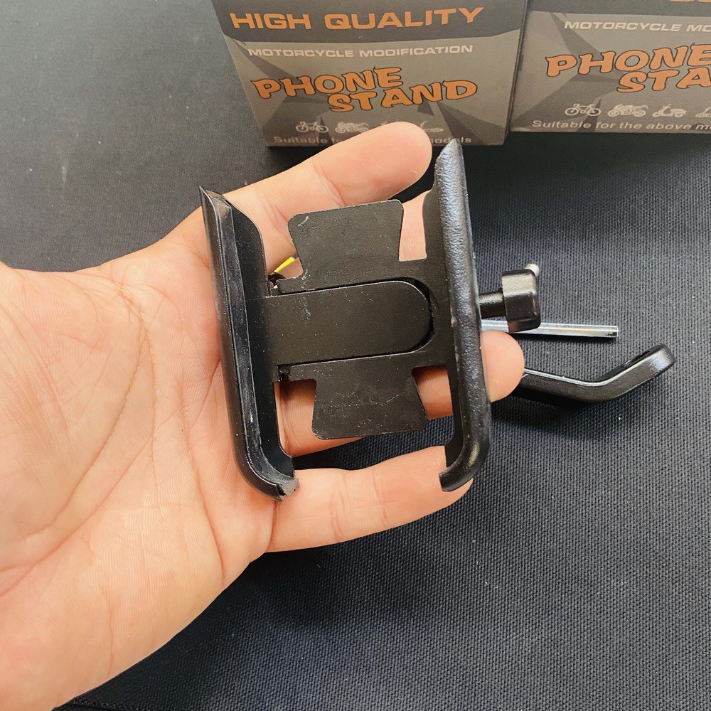 ( XẢ HÀNG ) GIÁ ĐỞ GẮN ĐIỆN THOẠI XOAY 360 ĐỘ CHO XE MÁY FULL NHÔM SƠN ĐEN CÁ TÍNH