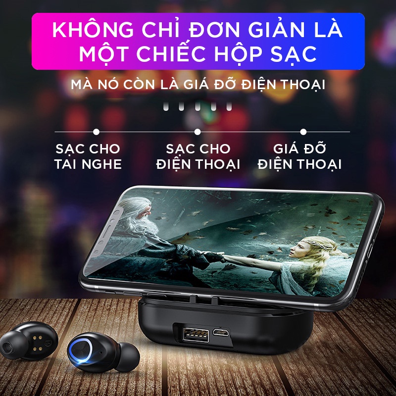 Tai nghe Nhét tai True Wireless không dây Bluetooth TWS v5.0 V10 Cảm ứng vân tay Bản quốc tế Cao cấp Pro Chống nước -V10