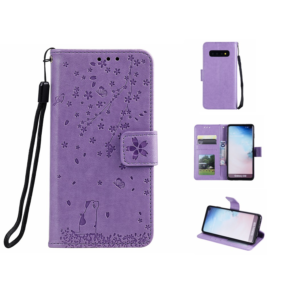 Ốp lưng kiểu ví da mỏng cho Samsung s8 s10 s10e s10 plus hìnhh hoa đào | BigBuy360 - bigbuy360.vn