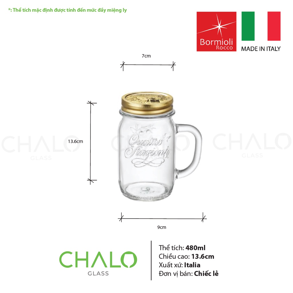Cốc thủy tinh có quai Bormioli Rocco - Quattro Stagioni 480ml - 357768