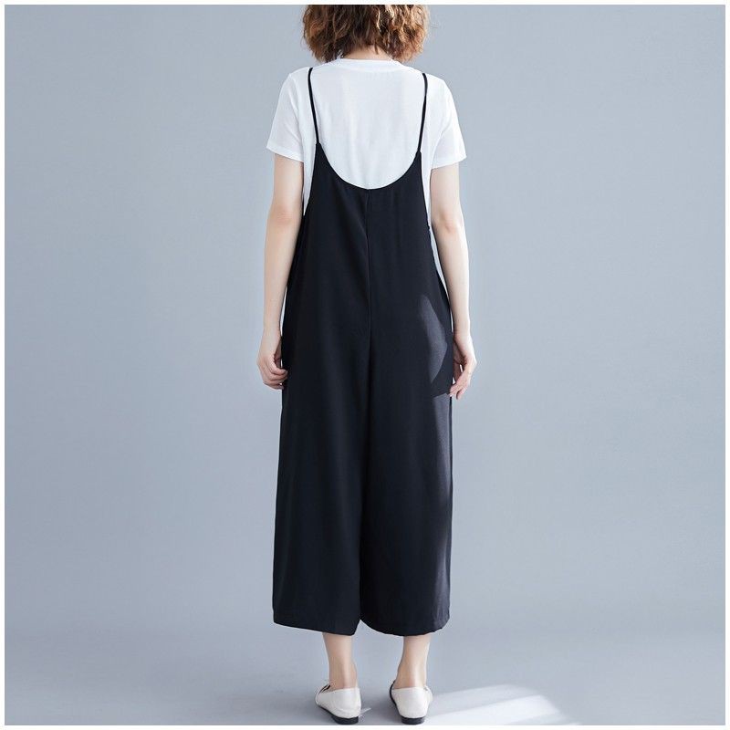 [ORDER] Quần yếm lửng nữ bigsize ống rộng màu đen basic (fit 75kg) - Có ảnh thật | BigBuy360 - bigbuy360.vn