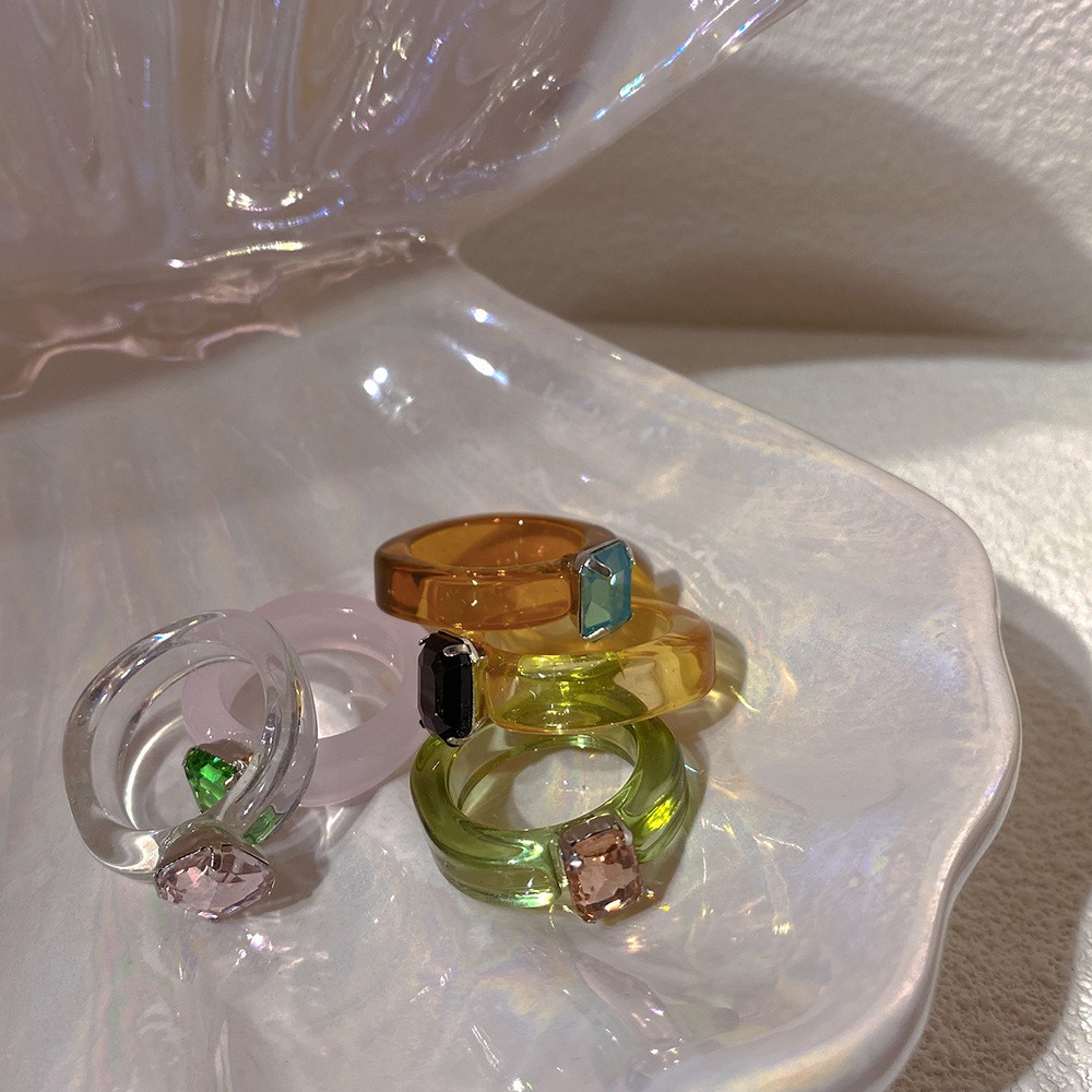 IF ME Nhẫn Nhựa Trong Suốt Phong Cách Hàn Quốc