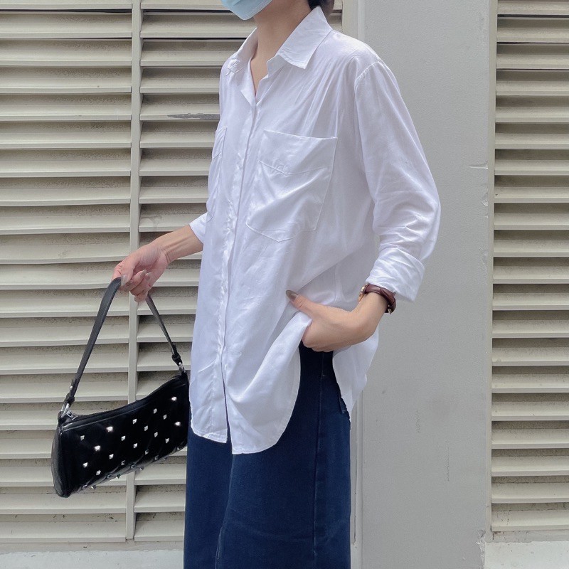 SƠ MI THÁI CHẤT ĐẸP_SƠ MI TRẮNG HAI TÚI LINEN_SƠ MI TAY DÀI