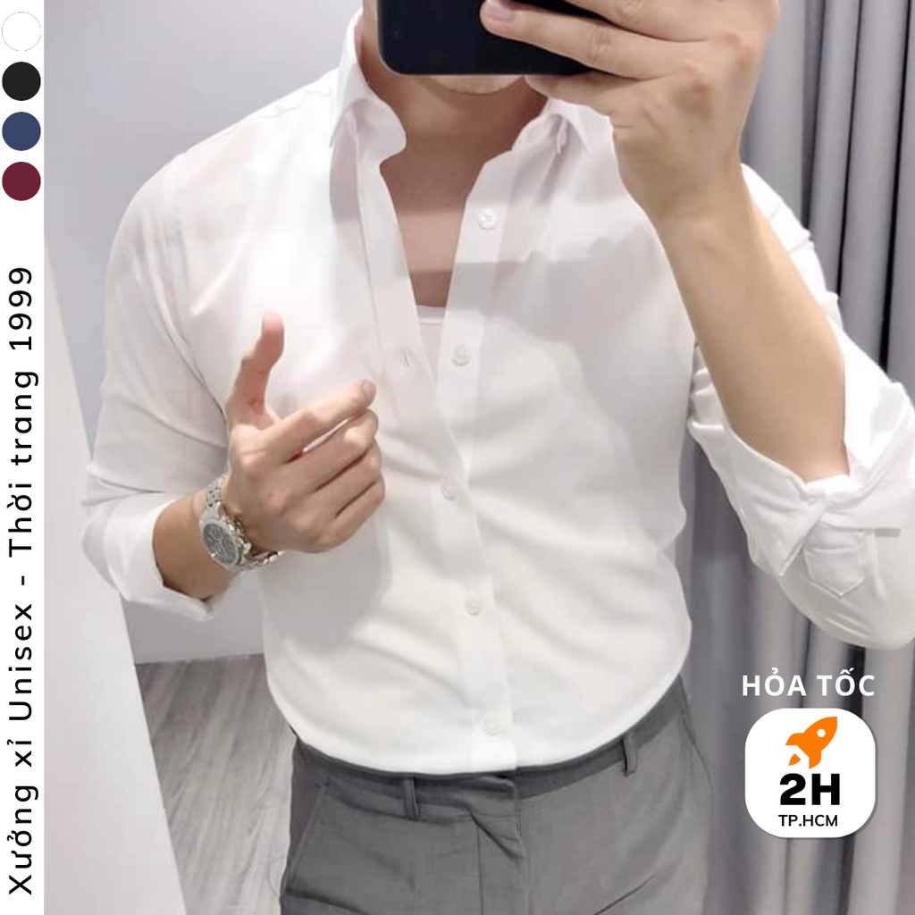 Áo sơ mi nam tay dài cổ bẻ mẫu áo sơ mi công sở bền đẹp co giãn thoáng mát- Thời trang 1999
