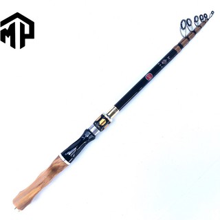 Cần câu lure rút gọn 55cm cán gỗ thật 100% -