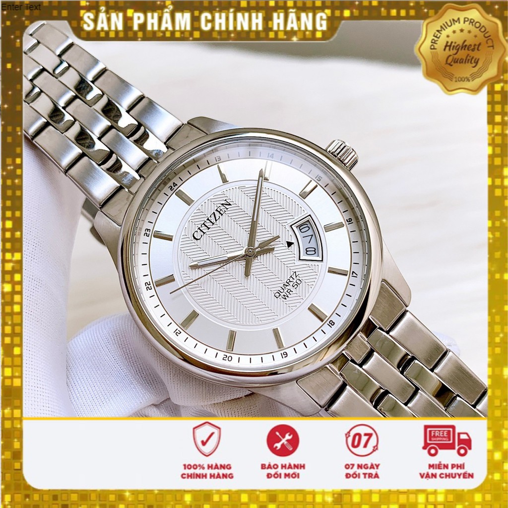 [INBOX TRẢ GIÁ] Đồng hồ Nam Citizen Quartz BI1050-81A Mặt trắng,Lịch ngày-Máy Pin-Dây kim loại cao cấp-Size 40mm