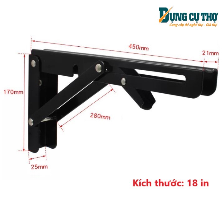 ✔️ Bộ 2 bản lề gập, giá đỡ, ke đỡ gập thông minh thép không gỉ - màu đen ✔️
