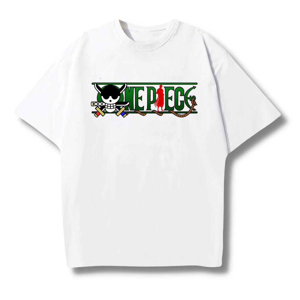 Áo One Piece Zoro, Áo Thun One Piece Zoro Màu Trắng, Áo Phông Unisex Nam Nữ Tay Lỡ Form Rộng Vải Mềm Mại Mặc Thoáng Mát