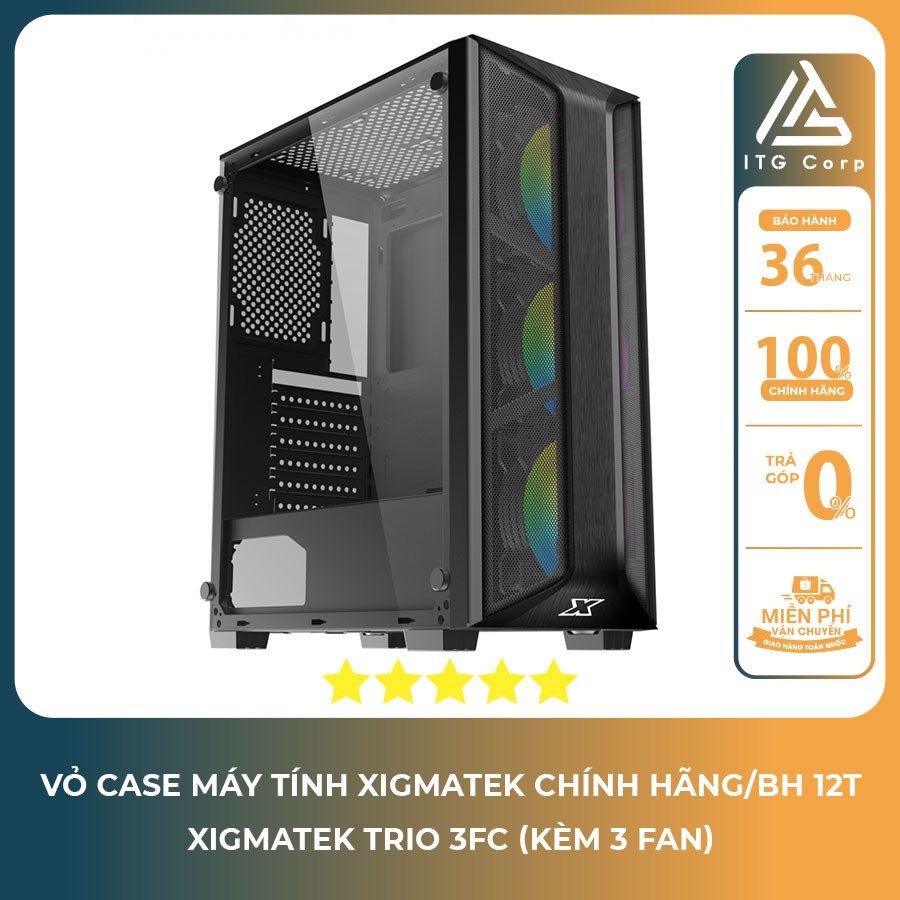 Vỏ Case máy tính XIGMATEK TRIO 3FC (EN45686) Kèm 3 FAN/BarH 12Tháng