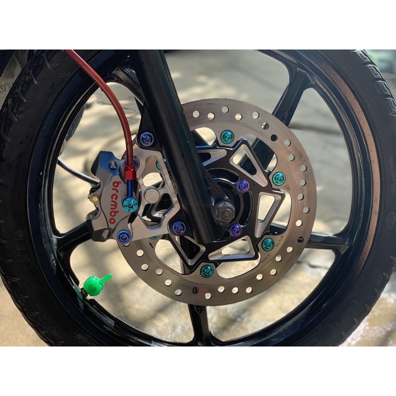 Pát nhôm CNC heo Brembo 2pis gắn Wave S110 , Future size 267mm