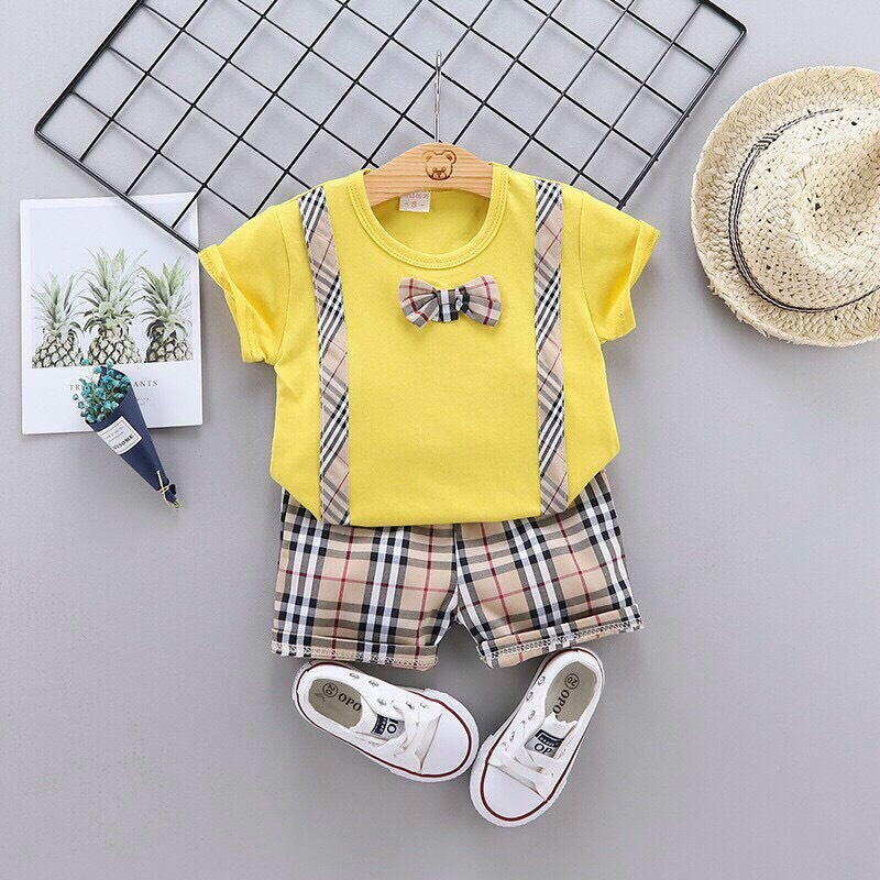 Bộ Cộc Hè Cotton Cao Cấp Nơ Cổ Hai Dây Cho Bé Từ 7-18kg MINKY BABY