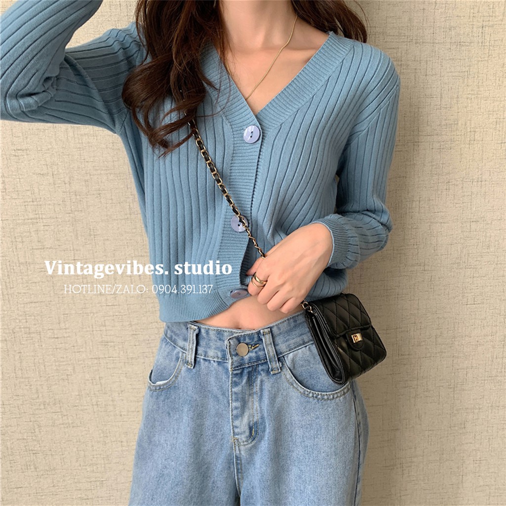 Áo cardigan len tăm khuy tròn Ulzzang (hàng QCCC) - Ảnh thật tự chụp