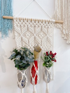 Rèm macramé treo cây trang trí 3 chậu