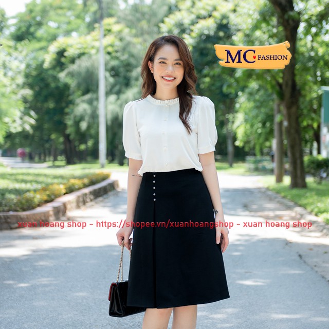 Chân Váy Chữ A Công Sở Nữ, Lưng Cao, Dáng Xòe Mc Fashion, Chất Co Giãn, Đủ Size, Màu Đen Cv0471