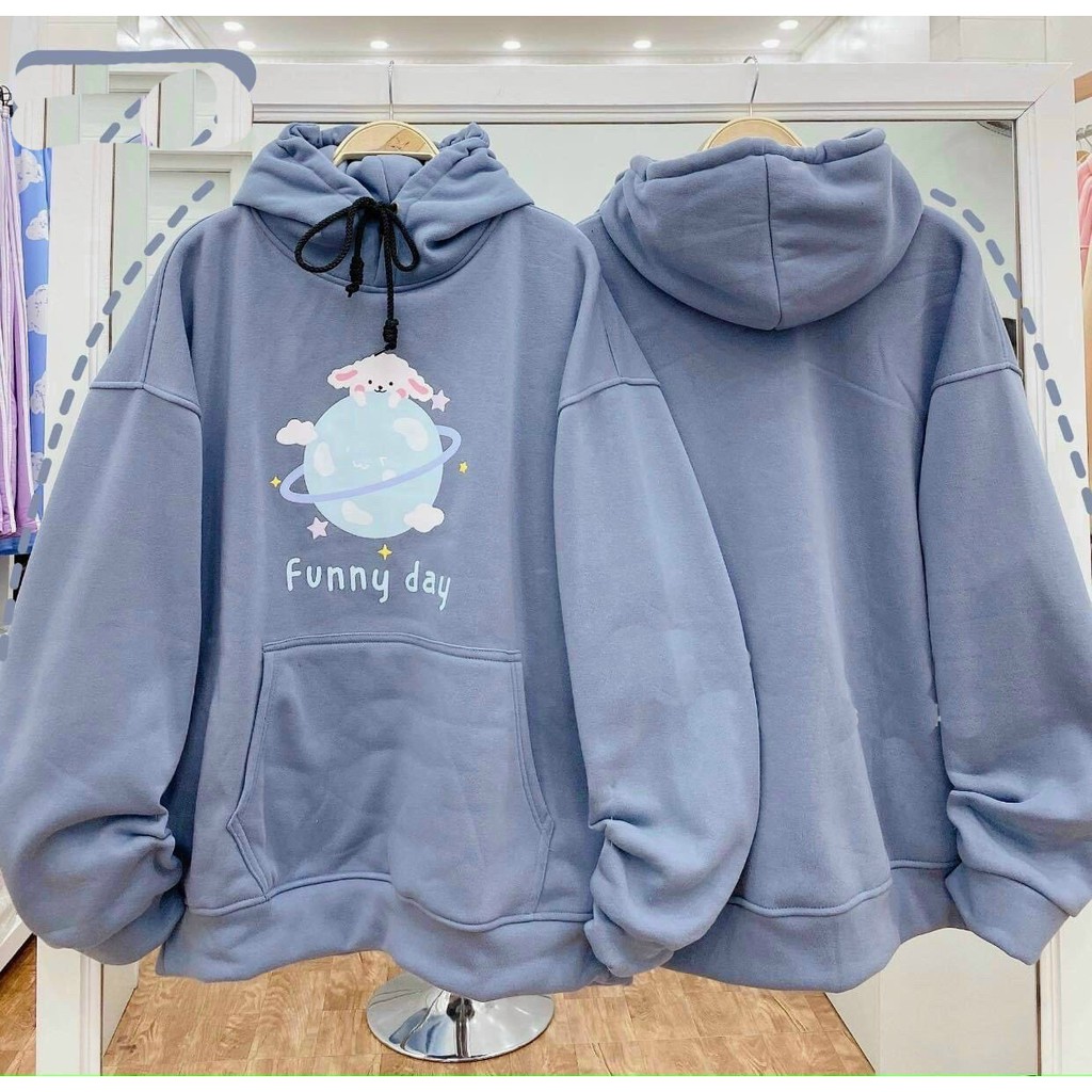 ÁO KHOÁC HOODIE NỈ NGOẠI CHUI ĐẦU FORM RỘNG UNISEX FUNNY DAY CAO CẤP NITI ĐỦ SIZE M, L, XL ĐỦ MÀU