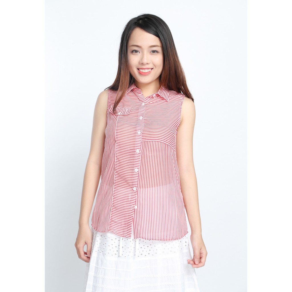 Áo sơ mi Md'M không tay phối sọc MD60108537