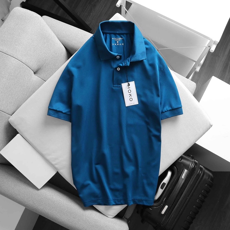 Áo Polo nam cao cấp cotton 100% cổ trụ phối sọc tinh tế form ôm dáng người chất vải thun lạnh thoáng mát