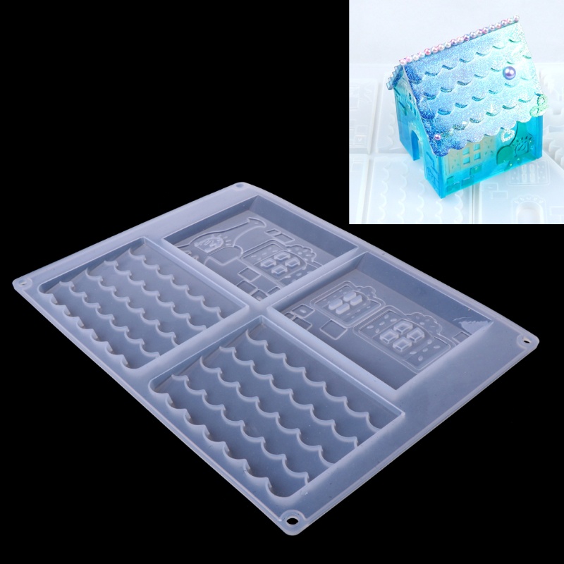 Bộ Khuôn Silicone Làm Trang Sức DIY Hình Lâu Đài Nhà Giáng Sinh