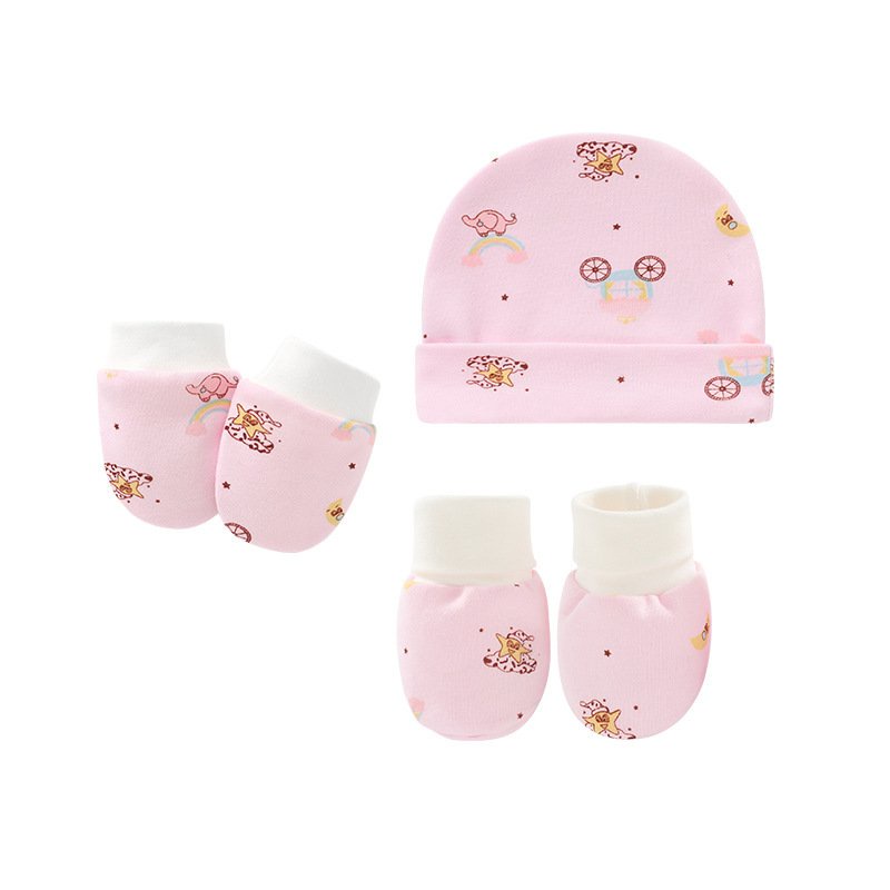 Combo mũ đội đầu và set bao tay chân cho bé sơ sinh