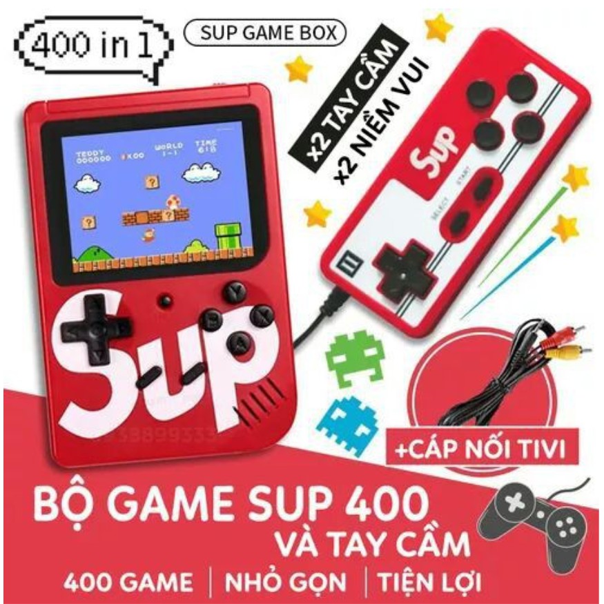 Máy chơi game cầm tay 4 nút SUP 400, cổ điển, loại nhỏ (chế độ 1 người và 2 người chơi)