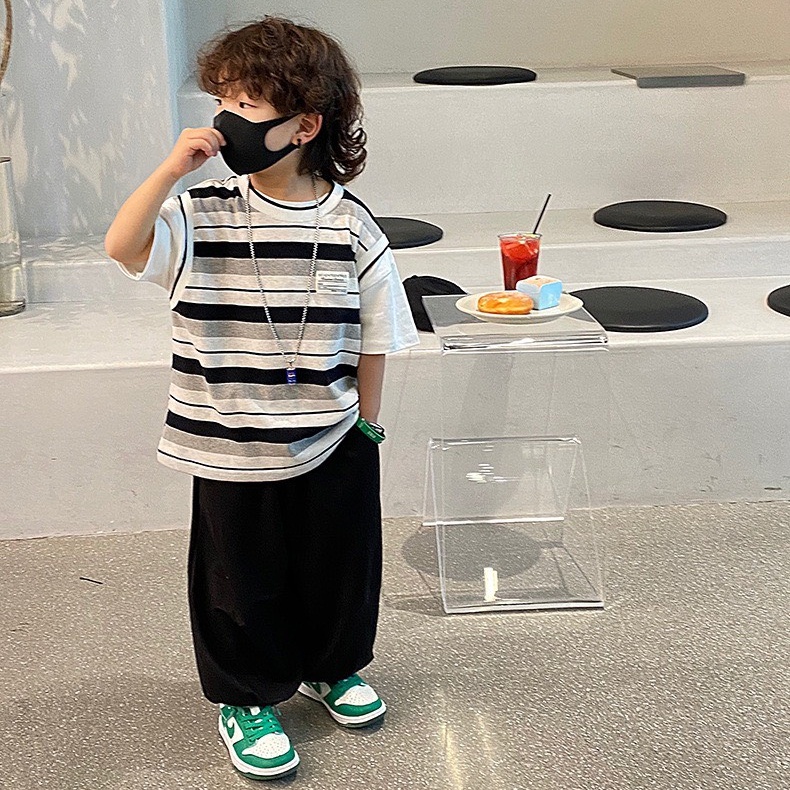 Áo cộc tay giả 2 áo cho bé trai phong cách Hàn Quốc - Quần áo trẻ em mùa hè Trebibi 2-8 tuổi (Có ảnh, clip thật)