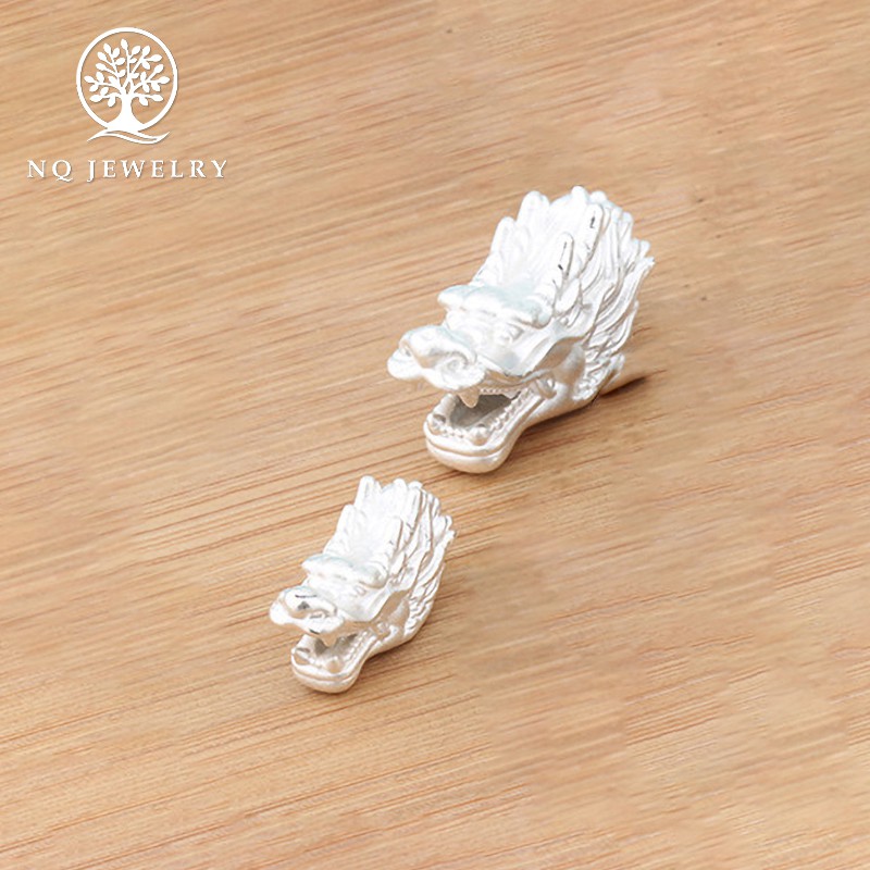 Charm bạc đầu rồng trắng xỏ ngang - NQ Jewelry