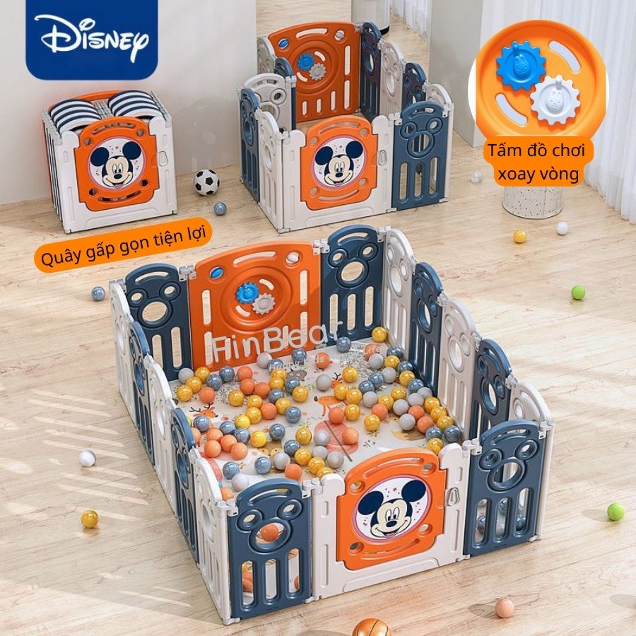 Quây cũi nhựa gấp gọn Pakey Mickey, nhiều kích thước sẵn 2 màu đáng yêu cho bé FINBEAR
