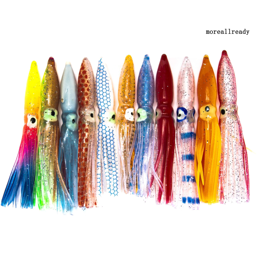 Set 10 Mồi Câu Cá Giả Hình Con Mực Mềm 8cm Nhiều Màu