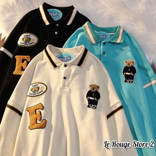 Áo nỉ sweater nữ áo polo dài tay chất nỉ da cá hình nổi sticker chữ gấu 3 màu có size local brand