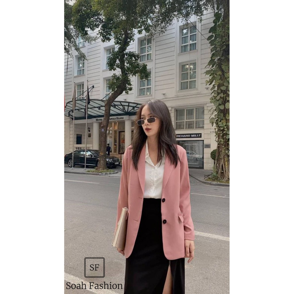 Áo Khoác Blazer màu Hồng Baby Nút Đen ❤️ Áo Khoác Nữ tay dài dạo phố , áo blazer nữ hàn quốc thiết kế siêu đẹp TN1337
