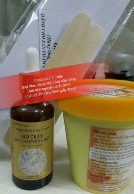 Combo sáp wax mật ong và mỡ trăn 50ml, giấy wax và 2 que gỗ tặng kèm. | BigBuy360 - bigbuy360.vn
