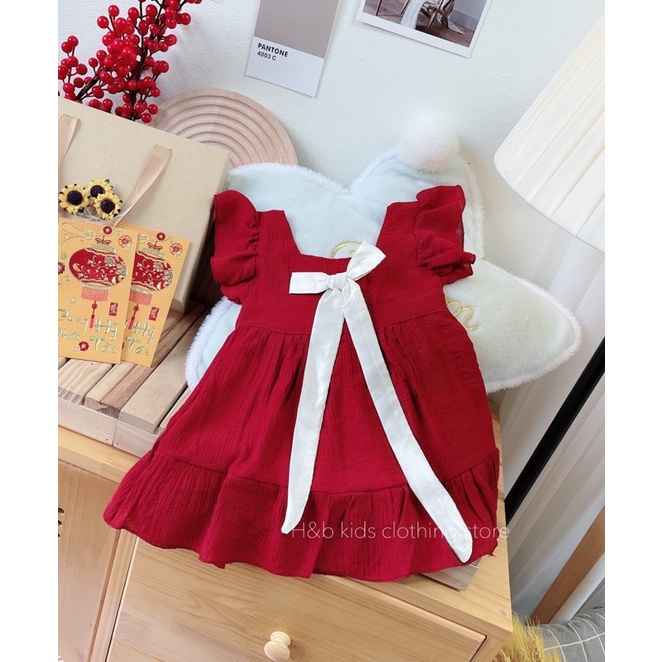 váy đũi đỏ hb cho bé