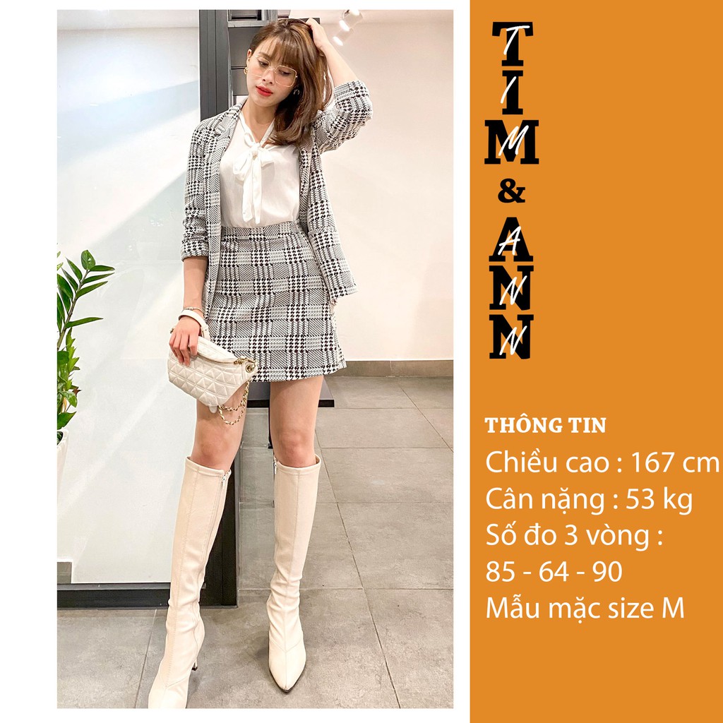 Áo Blazer 1 Lớp Nữ - Áo Vest Nữ Suông Caro Trắng Đen 0401BW  - Áo Khoác Nữ - Thời Trang Nữ Tim & Ann | BigBuy360 - bigbuy360.vn