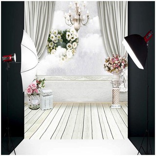 Rèm Hoa Trắng Làm Nền Chụp Ảnh Studio 5x7ft