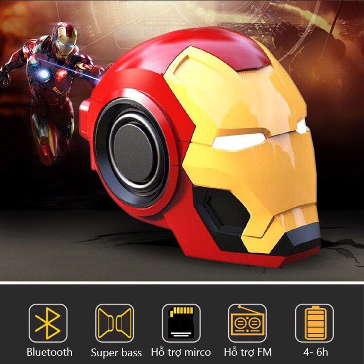 Loa Bluetooh Iron Man Cầm Tay, Nghe Nhạc Cực Hay, Mắt Có Đèn Led, Gắn Thẻ Nhớ