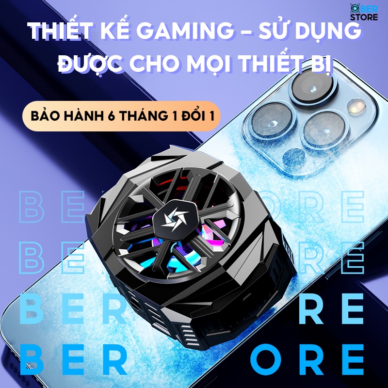 Quạt tản nhiệt điện thoại sò lạnh Ber Shield SL03 pin 2000 mAh chơi game làm mát bằng chip bán dẫn IOS Android led RGB