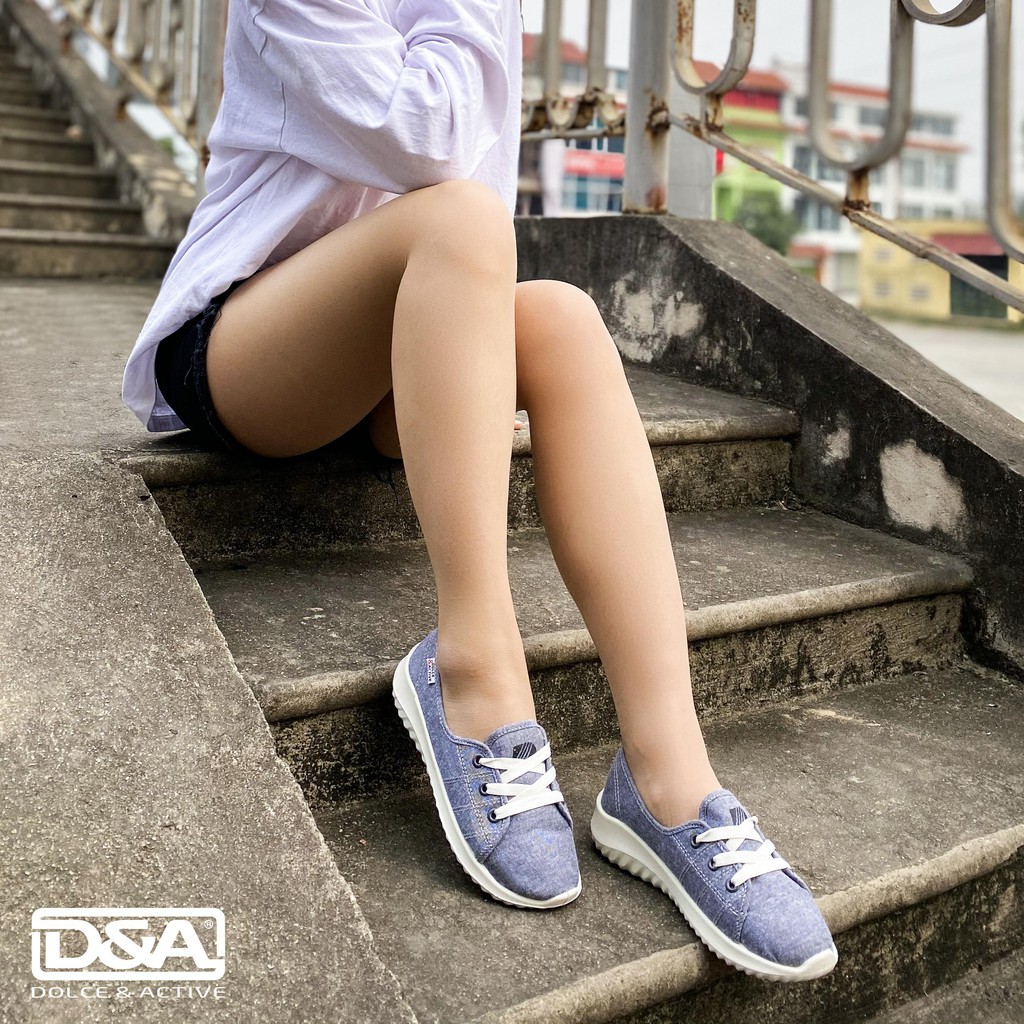 Giày sneaker nữ D&amp;A EP L1916 đế cao màu ghi