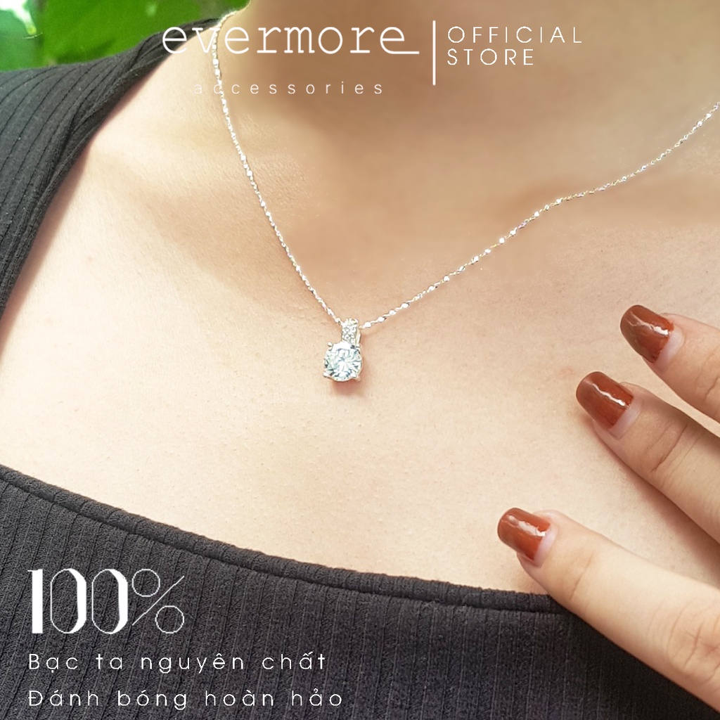 Dây chuyền bạc EVERMORE, vòng cổ bạc ta đính đá 8mm Pocahontas - minimalist, thanh lịch - D038